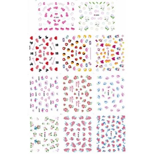 11 PACKS / LOT 3D SIMULATION LOVER VALENTINE FLOWER SELF-ADHESIVE NAIL TATTOOS STICKER J001-011