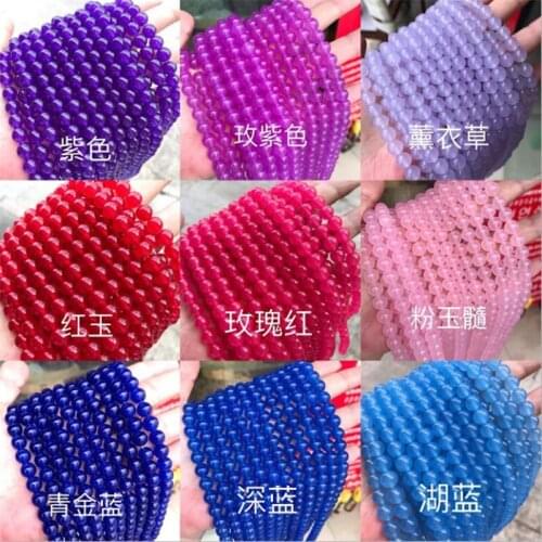 4/6/8/10/12mm Natural Gems Jades Stone Bead Multicolor Round Loose chalcedony Beads For Jewelry Making DIY Bracelet Necklace 15"