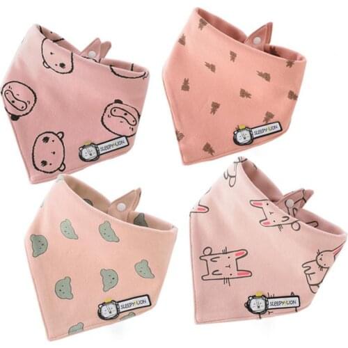 4Pcs/Set Bibs Burp Cloths Baby Boys Girls Scarf Saliva Triangular Double-layered Cotton Bibs Kids Accessories