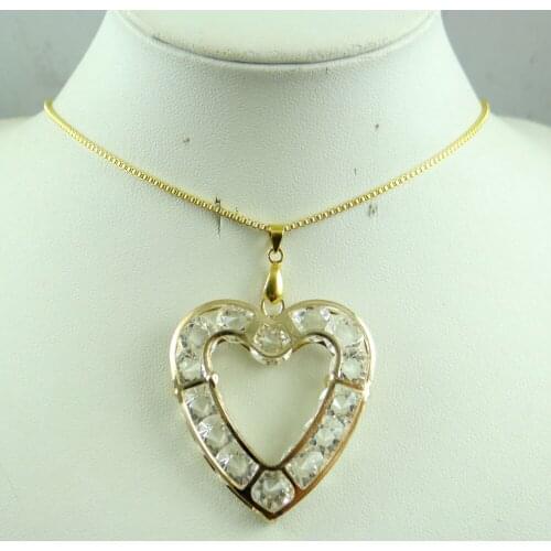 44*39MM Beautiful heart crystal Gold alloy pendant necklace ladies necklace jewelry Free shipping