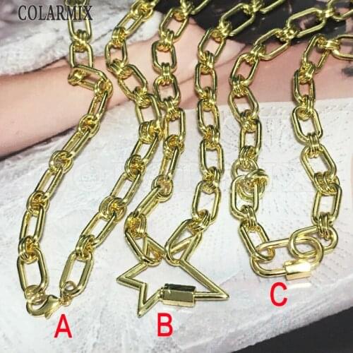 6Pcs Punk Chain Gold Screw Spiral Gold color Clasp necklace gold pendant necklace Gold Color Buckle jewelry Chain necklace 9724