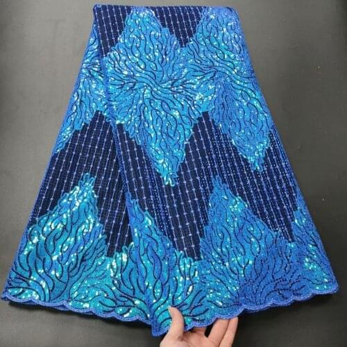 African Lace Fabric 2021 High Quality French Mesh Lace Fabric With Sequins Nigerian Lace Fabrics For Wedding Dress 5yards