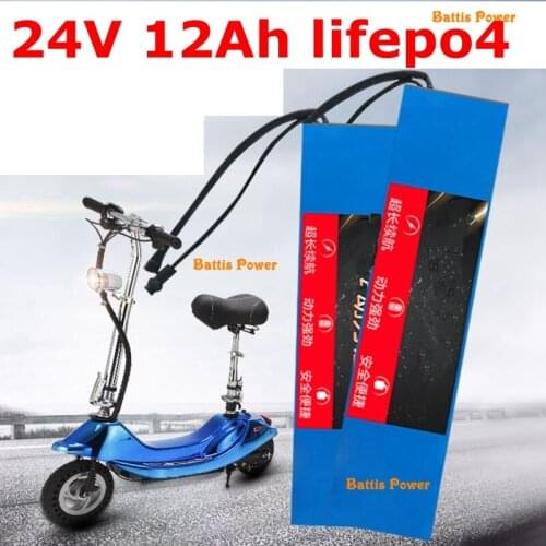 24v 12ah lifepo4 battery pack long size 24v 12ah BMS for 24v 250w 350w motor electric bike battery bicycle scooter + charger