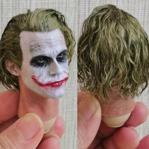 MI12 1/6 Scale Male Figure Accessory Joker Robber Edition Head Sculpt Carved Model with Real Hair Wig Model for 12 inches Body