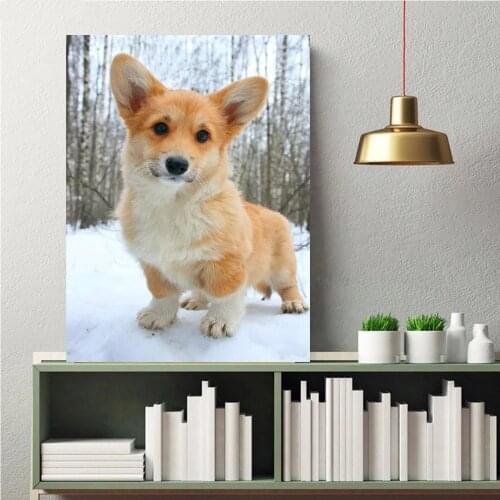 New Diamond painting 5d diy,Snow Welsh Corgi puppy Diamond embroidery Cross stitch Full Square round drill animal pet dog P82