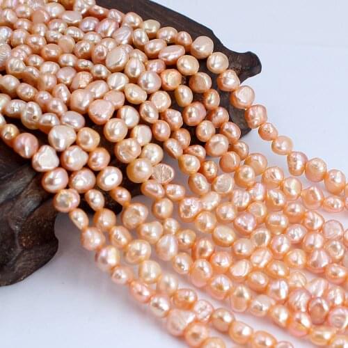 Free Shipping 5-6mm Pink Baroque Potato Natural Freshwater Pearl Smart Jewelry Accessories DIY Seed Beads 14"
