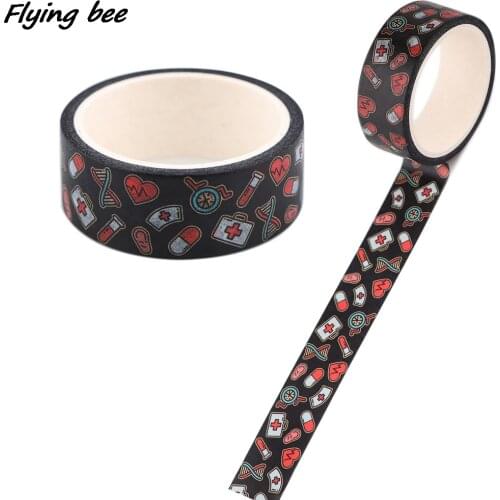 Flyingbee 15mmX5m Medical Supplies Doctor Theme Decorative Paper Washi Tape DIY Scrapbooking Tapes Office Hospital Supply X1823
