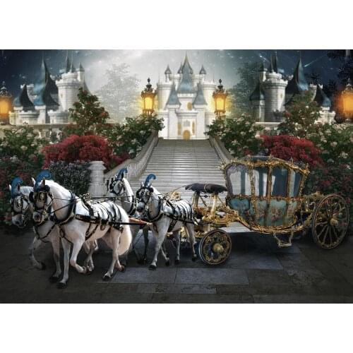 Cinderella Princess Carriage Blue Castle baby shower backdrops High quality Computer print birthday backgrounds