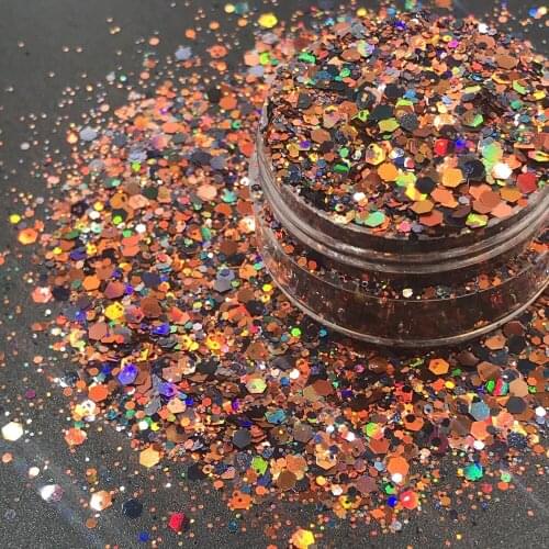 AL214-104 Mix Holographic Colors Hexagon Shapes Spangles for Nail Art and DIY supplies1pack=50g
