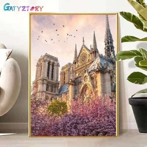 GATYZTORY Full Square&Round Diamond Painting cherry blossoms 5D Diamond Embroidery scenery Mosaic Cross Stitch Home Decor Gift
