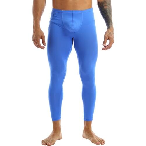 IEFiEL Mens Sexy Evening Parties Clubwear Fitting Smooth Low Rise Jockstraps Bulge Pouch Long Trousers Pants Stocking Underwear