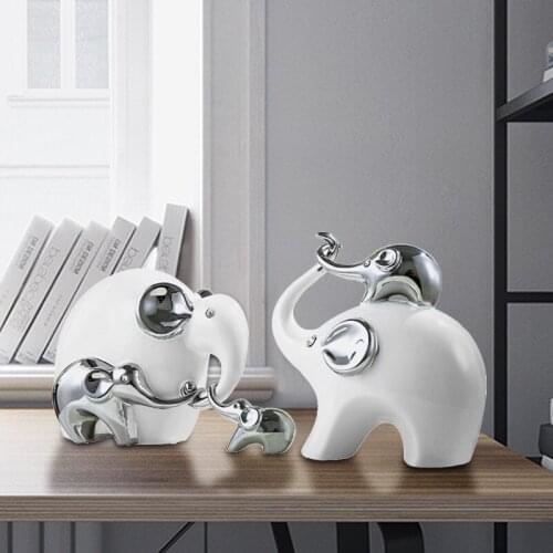 Modern Lucky Elephant Ceramic Adornments Home Livingroom Desktop Figurines Crafts Coffee Table Store Club Furnishings Decoration