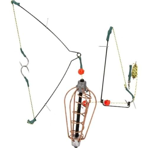 Fishing Lure Cage Portable Anti-corrosion Copper Fishing Bait Basket with Line Hooks for Fishing рыбалка Spring-loaded nester