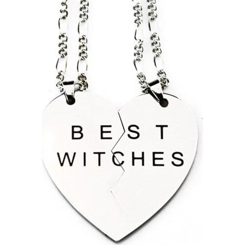 Fashion Couple Nacklaces set 316l Surgical Steel Best Witches Necklaces Pendant With 24 inches Copper Chain Lover Gift 2pcs
