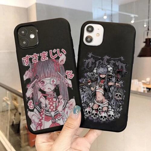 Harajuku Cartoon Gothic Phone Case For iPhone 12 Mini 11 Pro Max SE 2020 XS Max XR X 10 7 8 6S 6 Plus 12Pro 11Pro Cover Cases