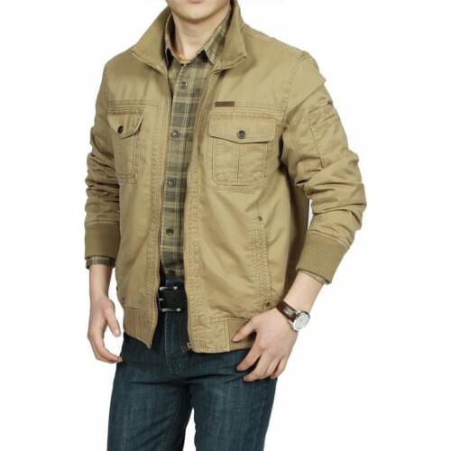 Khaki Army Black 3 colors 4XL High Quality Cotton Stand Collar Spring Jackets Casual Jackets Men