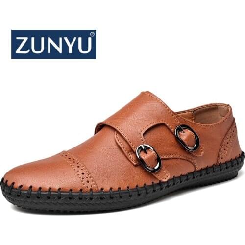 ZUNYU New Fashion Leather Men Shoes Casual Flat Men Shoes Breathable Loafers Men Genuine Leather Moccasins Comfortable Hot Sale