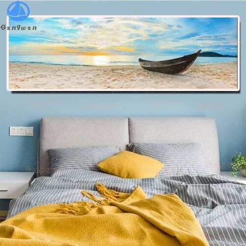 Dusk Beach on 5D DIY Diamond Painting Full Square Sunset Diamond Embroidery Mosaic Landscape Seaside Decorations large Home Art