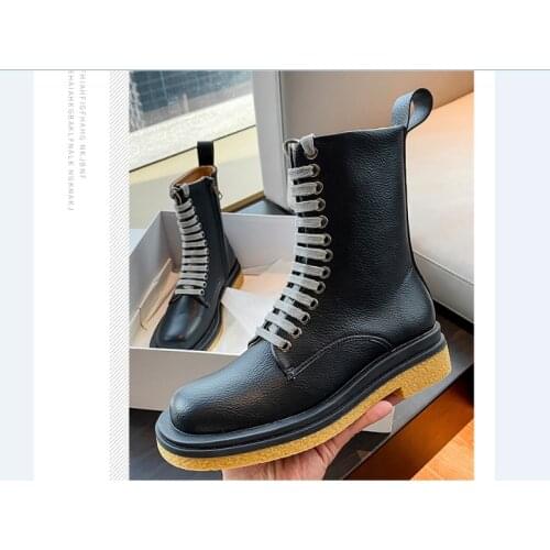 Martin boots British womens short boots with side zipper platform lace-up work boots for winter
