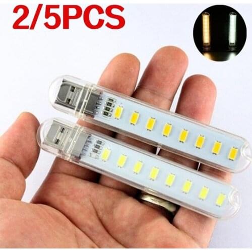5PC 8 LED Mini Portable USB Lamp DC 5V Camping USB Lighting for PC Laptop Mobile Power Bank Gadget