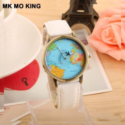 Luxury Brand Classic Bronze Aircraft Map Rotating Mens Womens Watch Belt Quartz Clock Bracelet Dw Mk Couple Gifts for Men