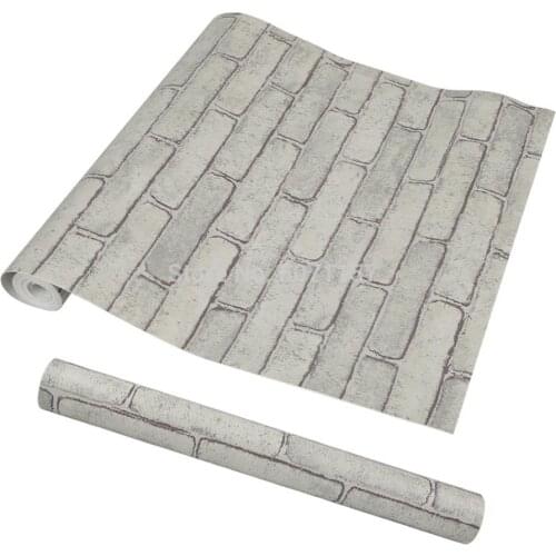 Self-Adhesive Wallpaper Grey Vintage Brick Contact Paper for Decorate Kitchen Bedroom Living-Room Removable 44 * 1000cm