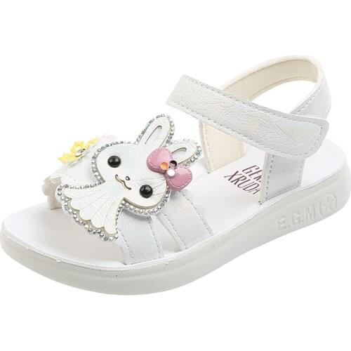 Girls Princess Sandals 2021 Summer New Fashion Childrens Soft Sole Cartoon Girls Polyurethane Sandals Girls Non-slip Sandals