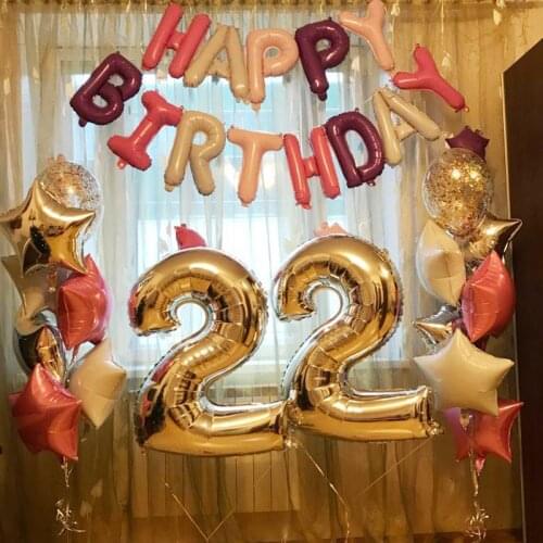 32/40inch Number Aluminum Foil Balloons Rose Gold Silver Digit Figure Balloon Child Adult Birthday Wedding Decor Party Supplies