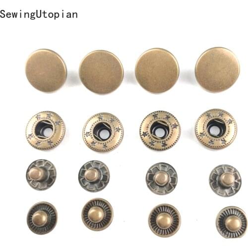 20Sets Snap Fastener Rapid Rivet Button 10mm 12.5mm 15mm Snap Fasteners Poppers Press Studs Sewing Rivet Button Leather Craft