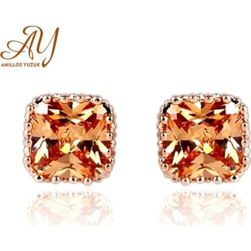 Anillos Yuzuk 925 Silver Stud Earrings For Women CZ Clear Purple Zircon Ear Piercing Studs Female Statement Engagement Jewelry