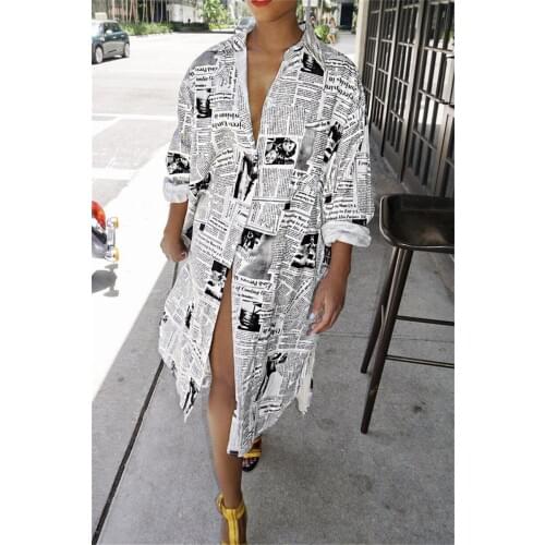 Dress Women Full Plus Size Zanzea Dress Rushed Real Vestido Longo Vadim Free Shipping 2020 Style Fashion Newspaper Shirt Collar