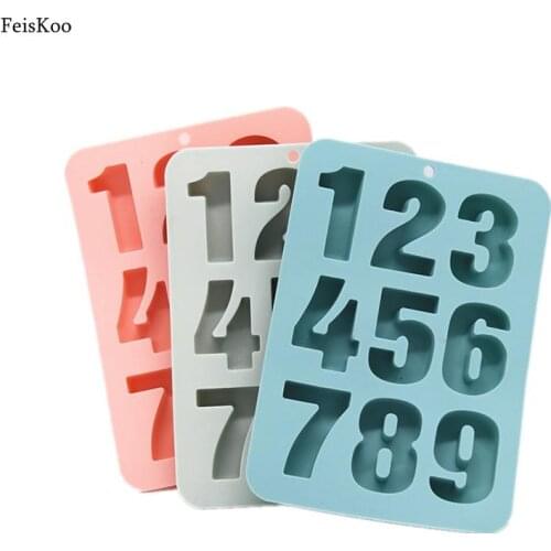 1-9 Number Silicone Ice Mold 3D DIY Fondant Cake Mold Silicone Chocolate Cupcake Pastry Molds Ice Cube Maker Molds Baking Tool