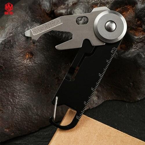 1PC Portable Pocket Keychain Gadget Multifunction Quick Hook Hanging Buckl Mini Bottle Opener EDC Tool Card Multitool