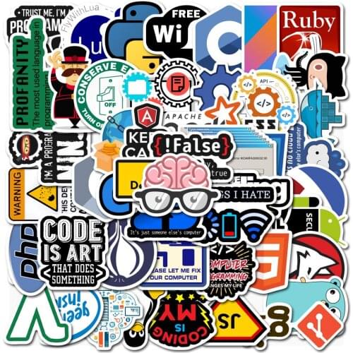 10/30/50PCS Programmer Geek Internet Java Stickers Skateboard Guitar Suitcase Freezer Motorcycle Graffiti Classic Toy Stickers