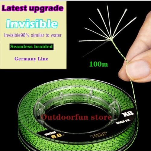 100m German fishing line 8 strands Green speckled Speckle PE Seamless braided Strong 100lb Drag Carp Fish Lure accessories pesca
