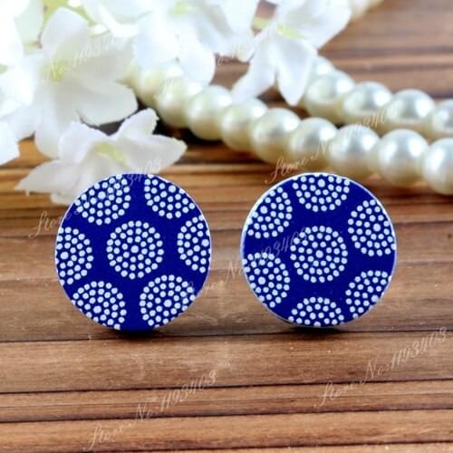 16mm pastel tribal dots Round High Quality Painted Wood Laser Cut Cabochon to make Rings, Earrings, Bobby pin,Necklaces