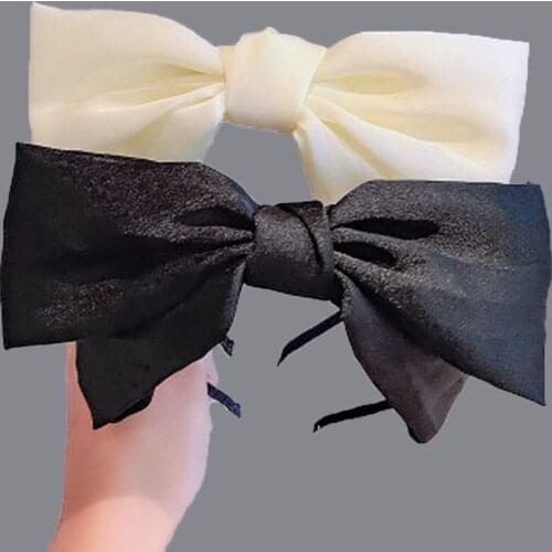 2020 Girl Fashion Silk Big Bow Headband Solid Color Hairbands Women Ornament Top Knot Head Band Hair Hoop Headwrap Accessories