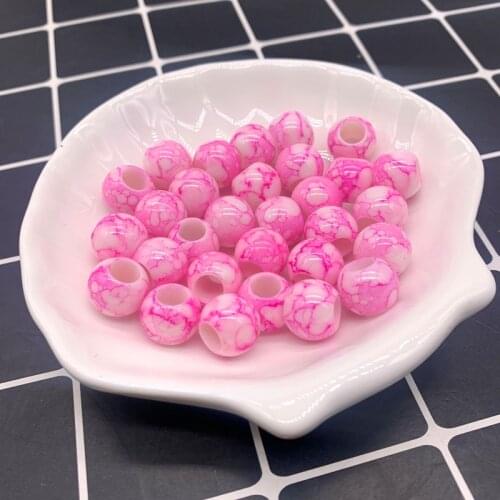 30pcs 12x10mm Pink Big Hole Round Acrylic Beads for Jewelry Making DIY Accessory Necklace Jewelry Making