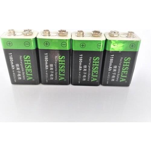 4pcs/lot SHSEJA Constant voltage 9V 1180mAh rechargeable lithium battery USB lithium polymer metal detector rechargeable battery