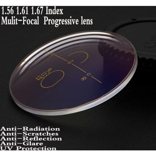 1.56 1.61 1.67 Index Aspheric Multi Focal Progressive Prescription Lens Myopia Presbyopia Lens Hard Glasses Lens 2 PCS PS0007