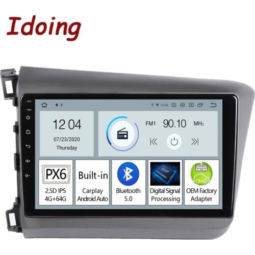 Idoing 9"PX6 Android Auto Car Radio Multimedia Player For Honda Civic 9 FB FK FD 2011-2015 GPS Navigation Bluetooth Head Unit