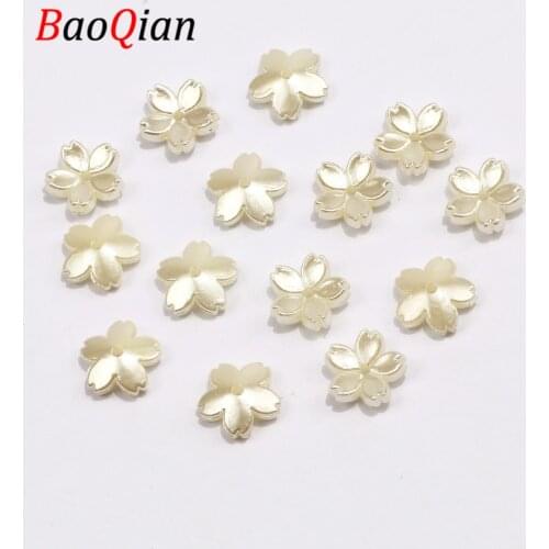 100pcs/lot Beige 11mm Flower Pattern Acrylic Loosely Spaced Beads Jewelry Making Diy Charm Necklace Bracelet Accessory