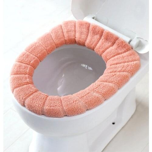 Bathroom Toilet Seat Cover Comfortable Velvet Coral Lid Top Cover Pad Washable Pumpkin Pattern Soft Toilet Seat Cushion