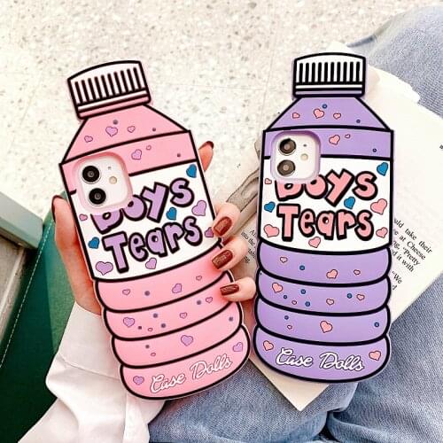 3D Cute Dolls Bottle Phone Case For iPhone 12Pro Case XR XS MAX 6 7 8 Plus 11 Cartoon Boys Tears Mineral Water Bottle Soft Cover