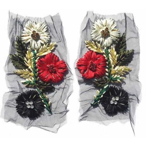 Black meash flower rhinestone patch apliques de roupa crystal rhinestone applique sew on patches for clothing para vestuario