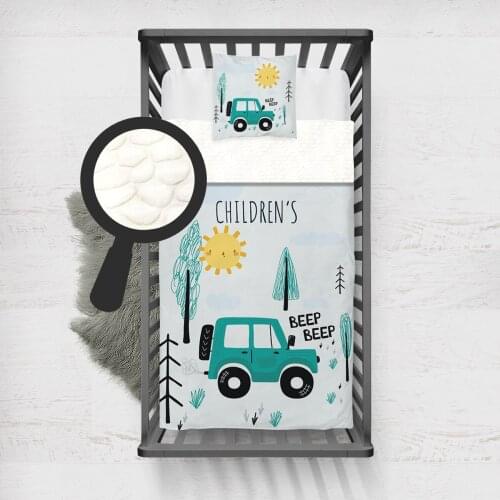 Kids Minky Blanket Super Soft and Warm Blankets Children for Couch and Bed Blue Beep Car Tree Model 1356