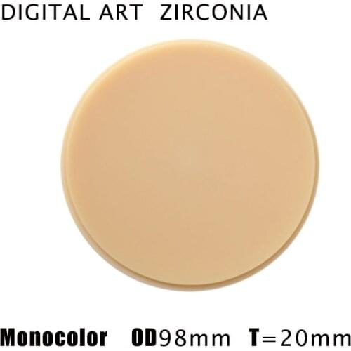 Digitalart milling pmma material monocolor Zirkon PMMA Disc for temporary crown dental acrylic PMMA98mm20mmA1-D4 3PCS