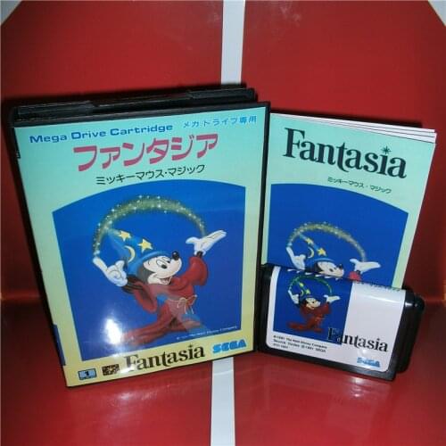 Fantasia Japan Cover with Box and Manual for MD MegaDrive Genesis Video Game Console 16 bit MD card