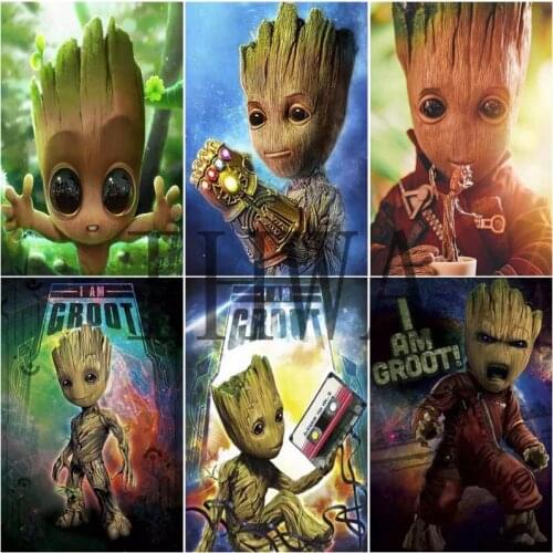 Groot New 5D DIY Diamond Painting Disney Series Full Square/Round Diamond Stitch Rhinestone Mosaic Decor Childrens Gifts