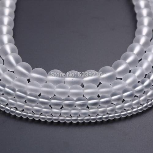 Wholesale Dull Polished White Matte Glass Beads Natural Stone Round Loose Beads 4/6/8/10/12mm for Jewelry Making Necklace Bracel